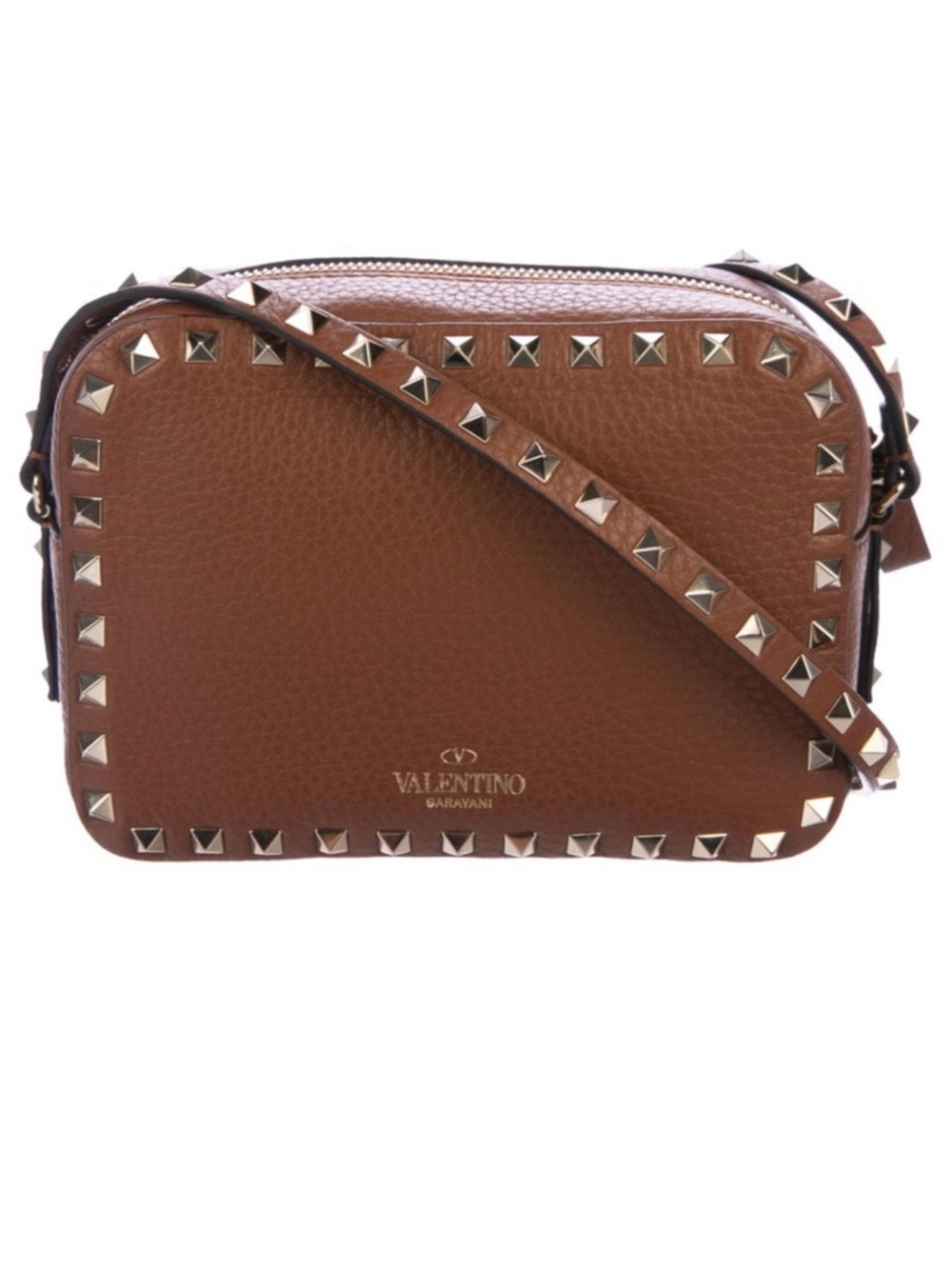 Valentino Rockstud Brown Leather Crossbody Bag - Picture 4 of 10